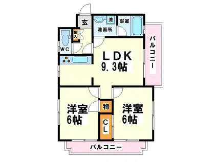 つつじヶ丘エクセルハイツⅡ(2LDK/4階)の間取り写真