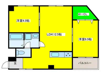 渡辺芦原ビルマンション(2LDK/6階)の間取り写真