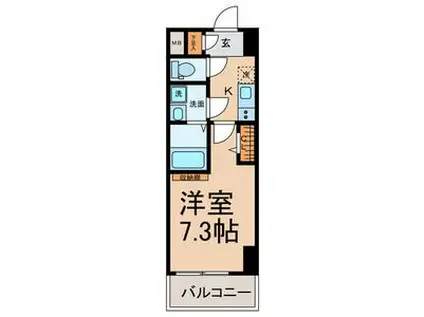 SUN STATE 東海(1K/7階)の間取り写真