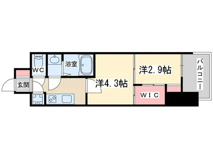 セレニテ東梅田アリエ(2K/13階)の間取り写真