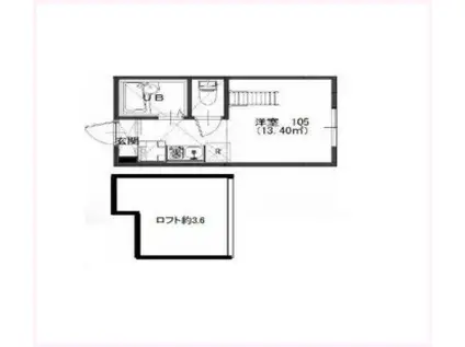 プライムテラス大和B(ワンルーム/2階)の間取り写真