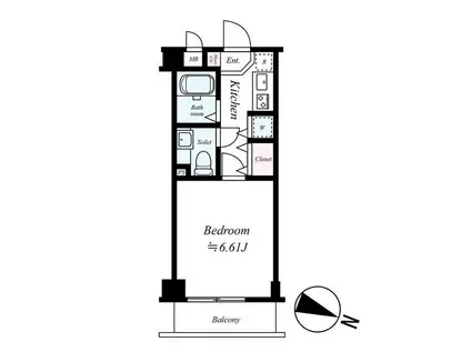 エスコート音羽(1K/1階)の間取り写真