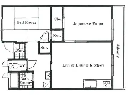 ハイツハリマ(2LDK/3階)の間取り写真
