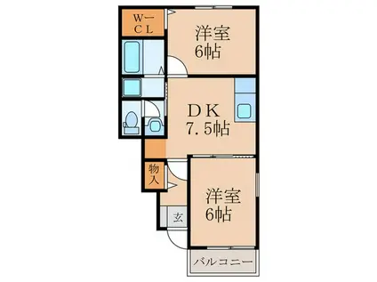 グーテンターク つなわき R(2DK/1階)の間取り写真