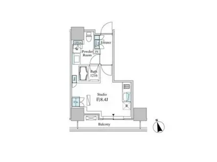 ベルファース芝浦タワー(ワンルーム/14階)の間取り写真