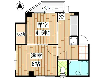 エルムハイツ(2K/3階)の間取り写真