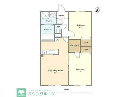 LS RESIDENCE武蔵境(2LDK/1階)の間取り写真