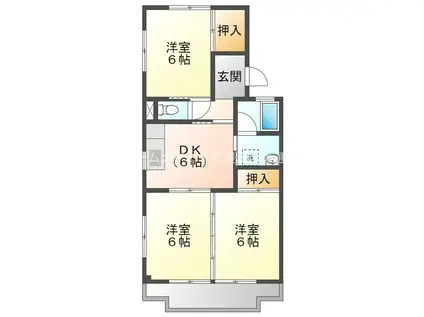 ルミエール城北(3DK/1階)の間取り写真