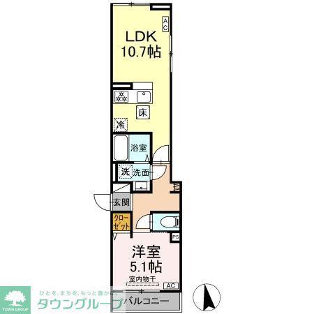 セレスティア豊島N(1LDK/3階)の間取り写真