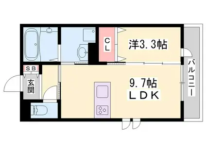 Kレジデンス駅前通(1LDK/3階)の間取り写真