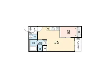 GRANDBLUE HOSHIMIYAI(1LDK/3階)の間取り写真