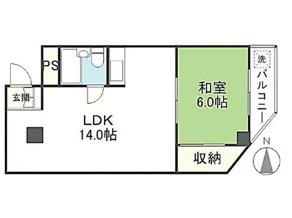 ベルメゾン福島(1LDK/3階)の間取り写真