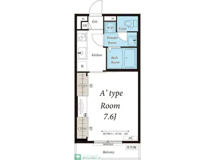 リブリ藤沢川名(1K/3階)の間取り写真