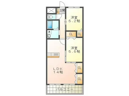 エミネンス(2LDK/1階)の間取り写真