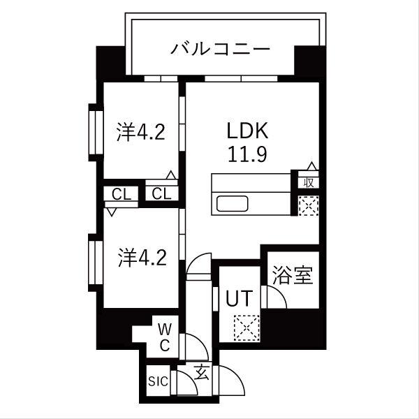 スプランディッド玉造(2LDK/2階)の間取り写真