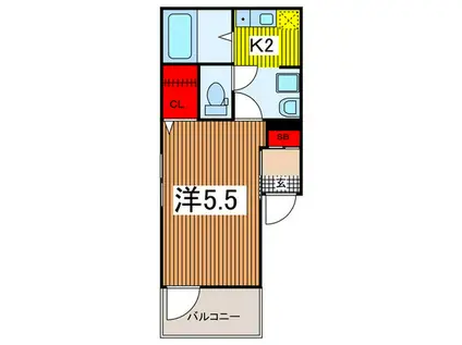 MELDIA西大宮II(1K/2階)の間取り写真