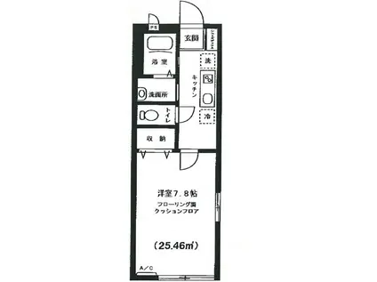 アリビオ松庵(1K/1階)の間取り写真
