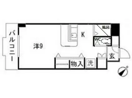 グリーンヴィラ府中B棟(ワンルーム/2階)の間取り写真