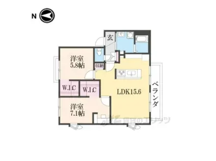 ウエスト HILLⅡ(2LDK/2階)の間取り写真