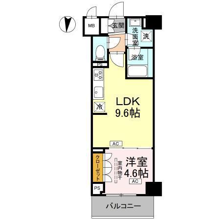ロイジェント潮見(1LDK/1階)の間取り写真