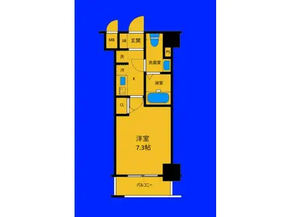 ライジングプレイス桜木町二番館(1K/7階)の間取り写真