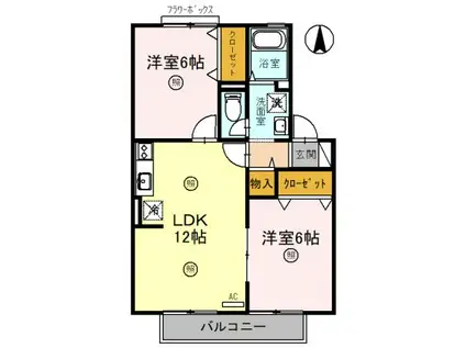 シャルムますだB棟(2LDK/2階)の間取り写真