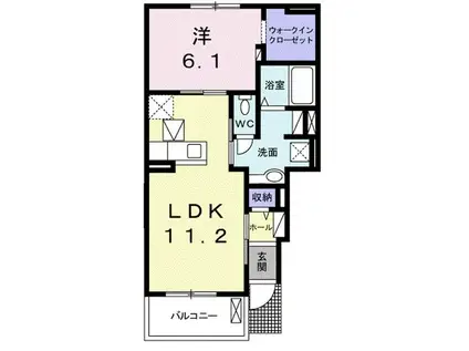 カーサ・ドマーニS(1LDK/1階)の間取り写真