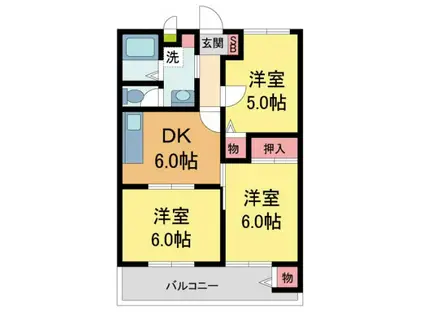 金岡マンション(3DK/2階)の間取り写真