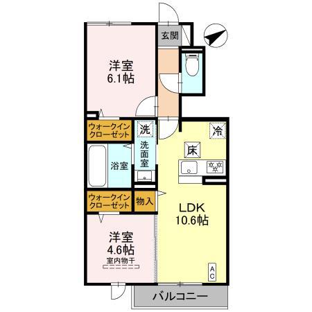 アルコバレーノX(2LDK/1階)の間取り写真