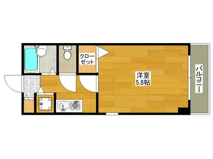 アール江坂(1K/3階)の間取り写真