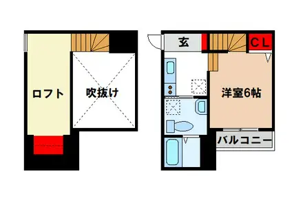 NYスタイルズ二日市(1K/2階)の間取り写真