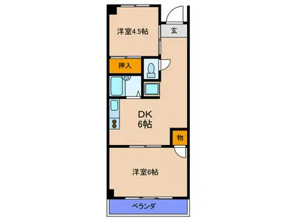 ブルーム吉野ハイツ(2DK/2階)の間取り写真