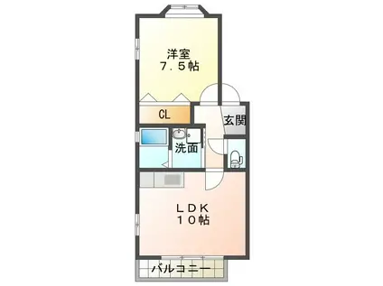コリーナF(1LDK/1階)の間取り写真
