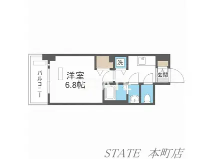 レオンコンフォート難波ミラージュ(1K/4階)の間取り写真