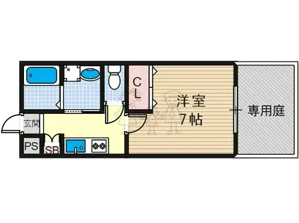 エクレール鷹合(1K/1階)の間取り写真