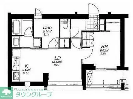 フレンシア玉川田園調布(1LDK/2階)の間取り写真