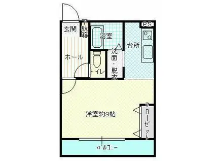 フローラ開成(1K/2階)の間取り写真