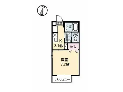 シャーメゾン比島(1K/2階)の間取り写真