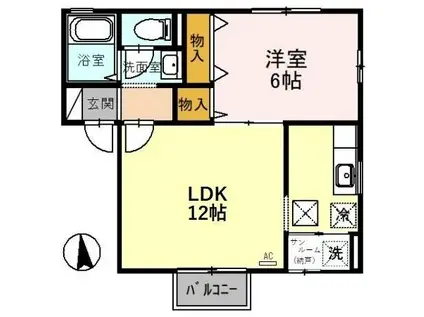 ヴィヴレ横川(1LDK/1階)の間取り写真