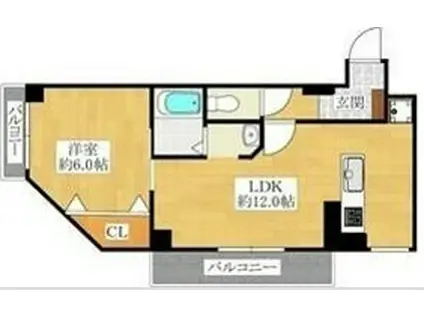 アメニティつるみや(1LDK/3階)の間取り写真