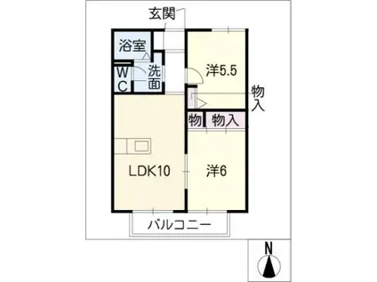カーサディアス8(2LDK/1階)の間取り写真