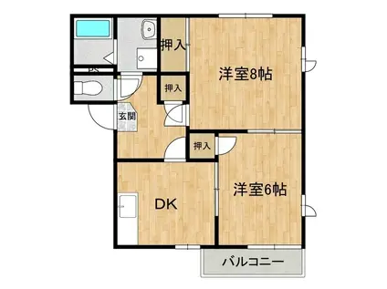 シャルムB(2DK/2階)の間取り写真