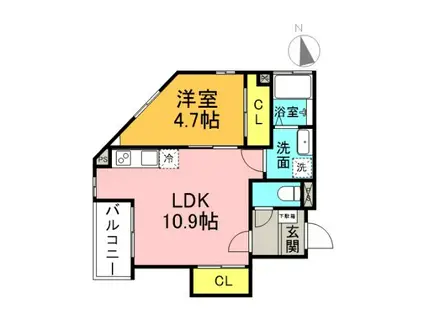 ココメゾン(1LDK/2階)の間取り写真