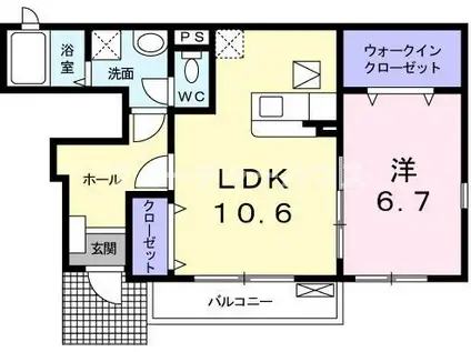 CASAかざみどり(1LDK/1階)の間取り写真