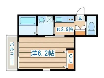 ドリーミオ八幡(1K/2階)の間取り写真