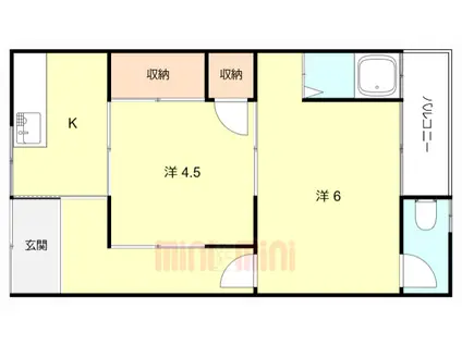 コーポ立花(2K/2階)の間取り写真