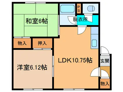 石田ハイツ(2LDK/1階)の間取り写真