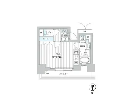 ライオンズフォーシア清澄白河(ワンルーム/6階)の間取り写真