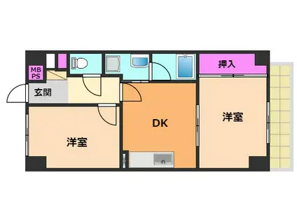 エクセルコート高槻1号館(2DK/2階)の間取り写真