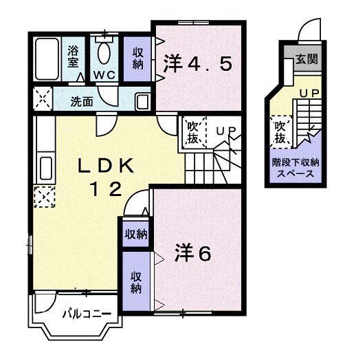 サンライズC(2LDK/2階)の間取り写真